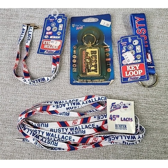 Other - VTG Wincraft Nascar #2 Car Rusty Wallace Key Chains Shoe Laces Eyeglass Holder